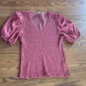 Flattering dusty rose colored blouse